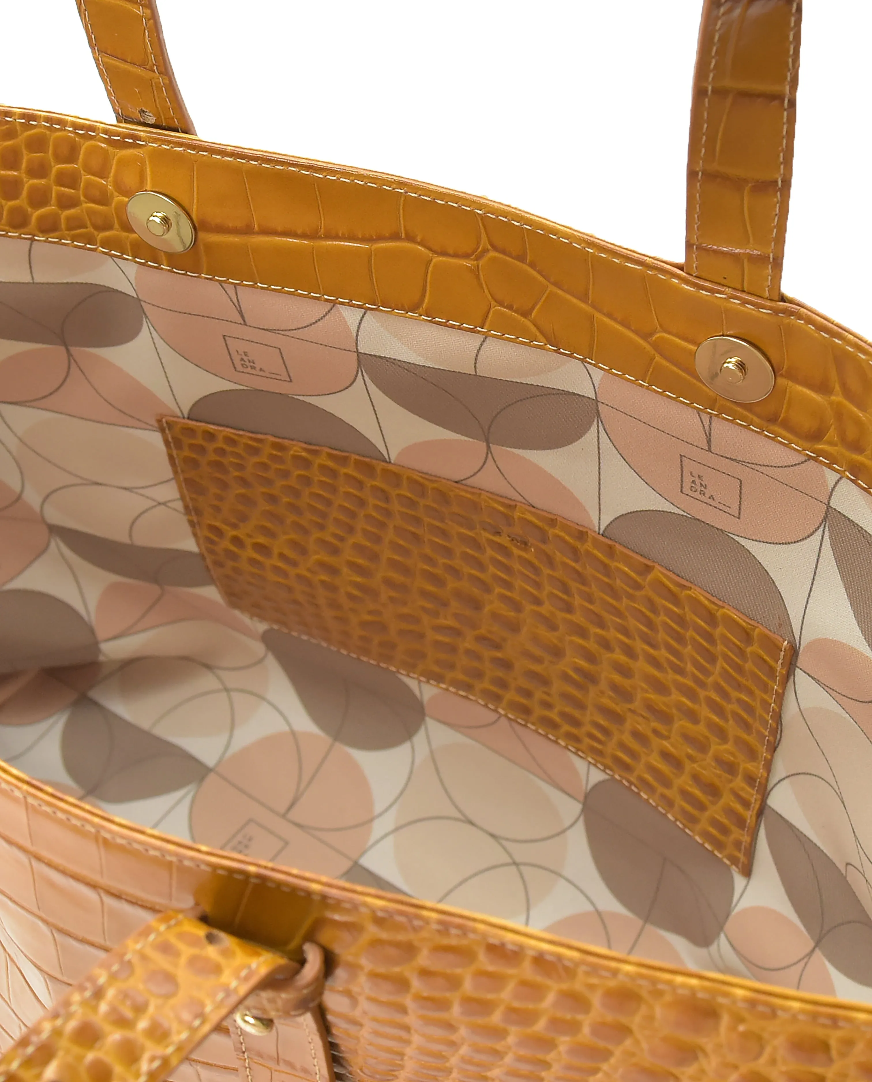 Croco Engraved Leather Shopping Bag Caramel sold by Ivalo.com product image thumbnail 5