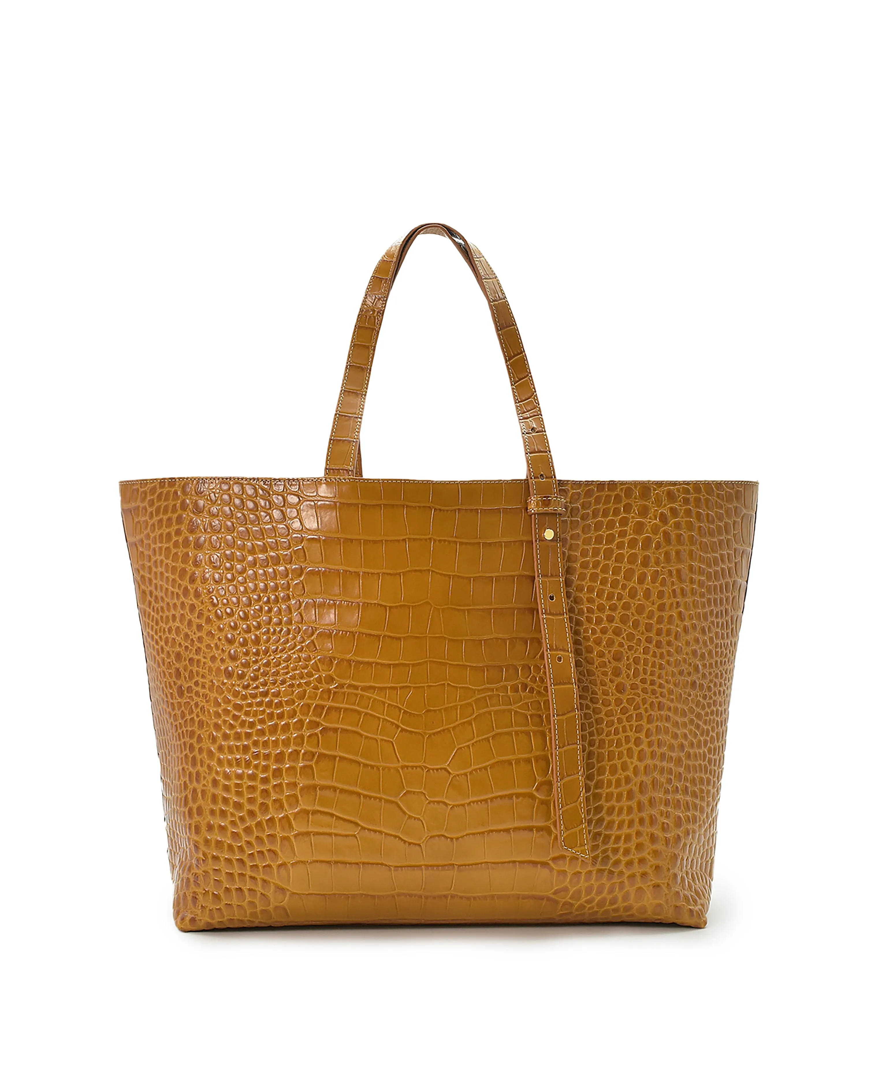 Croco Engraved Leather Shopping Bag Caramel sold by Ivalo.com product image thumbnail 2