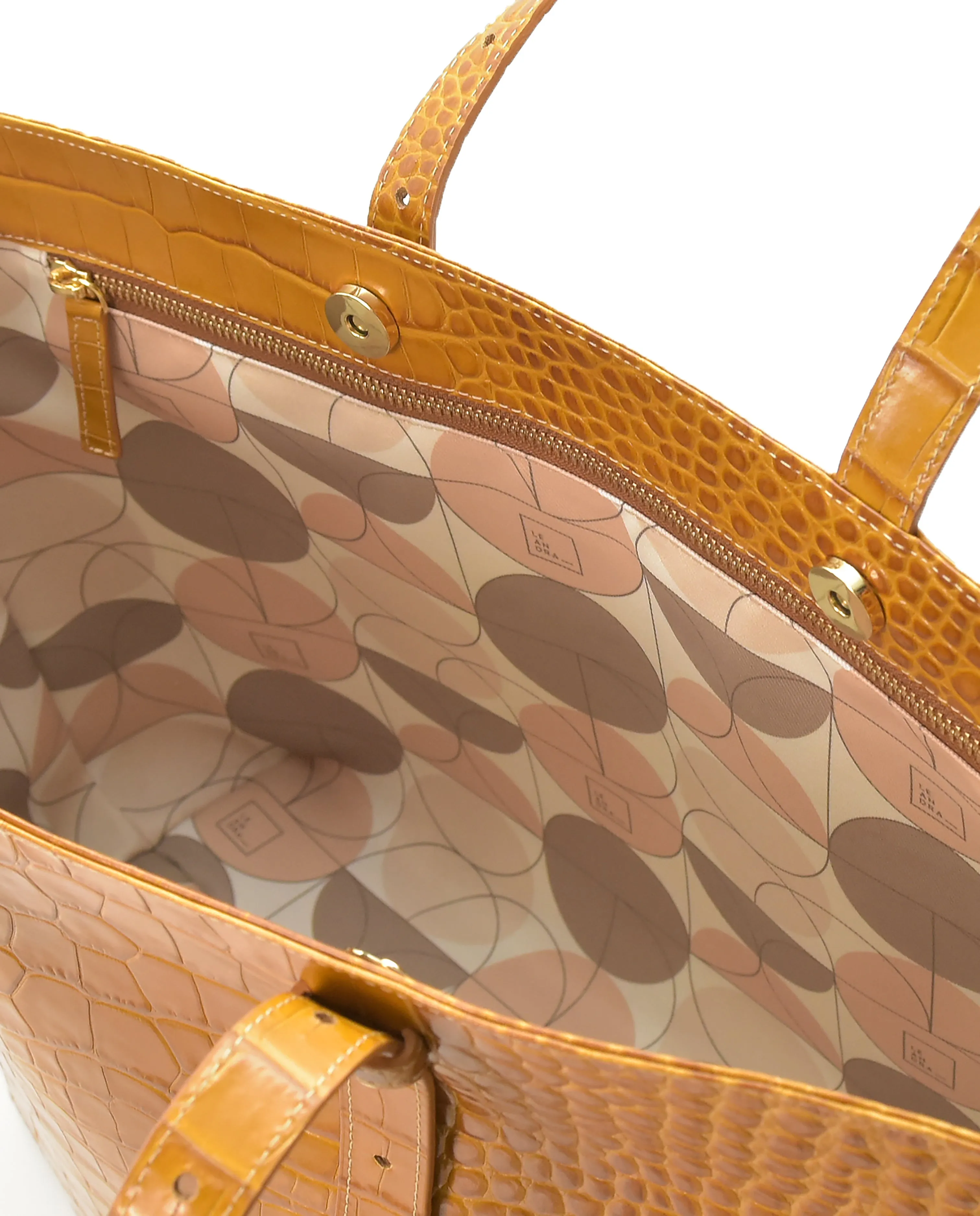 Croco Engraved Leather Shopping Bag Caramel sold by Ivalo.com product image thumbnail 3