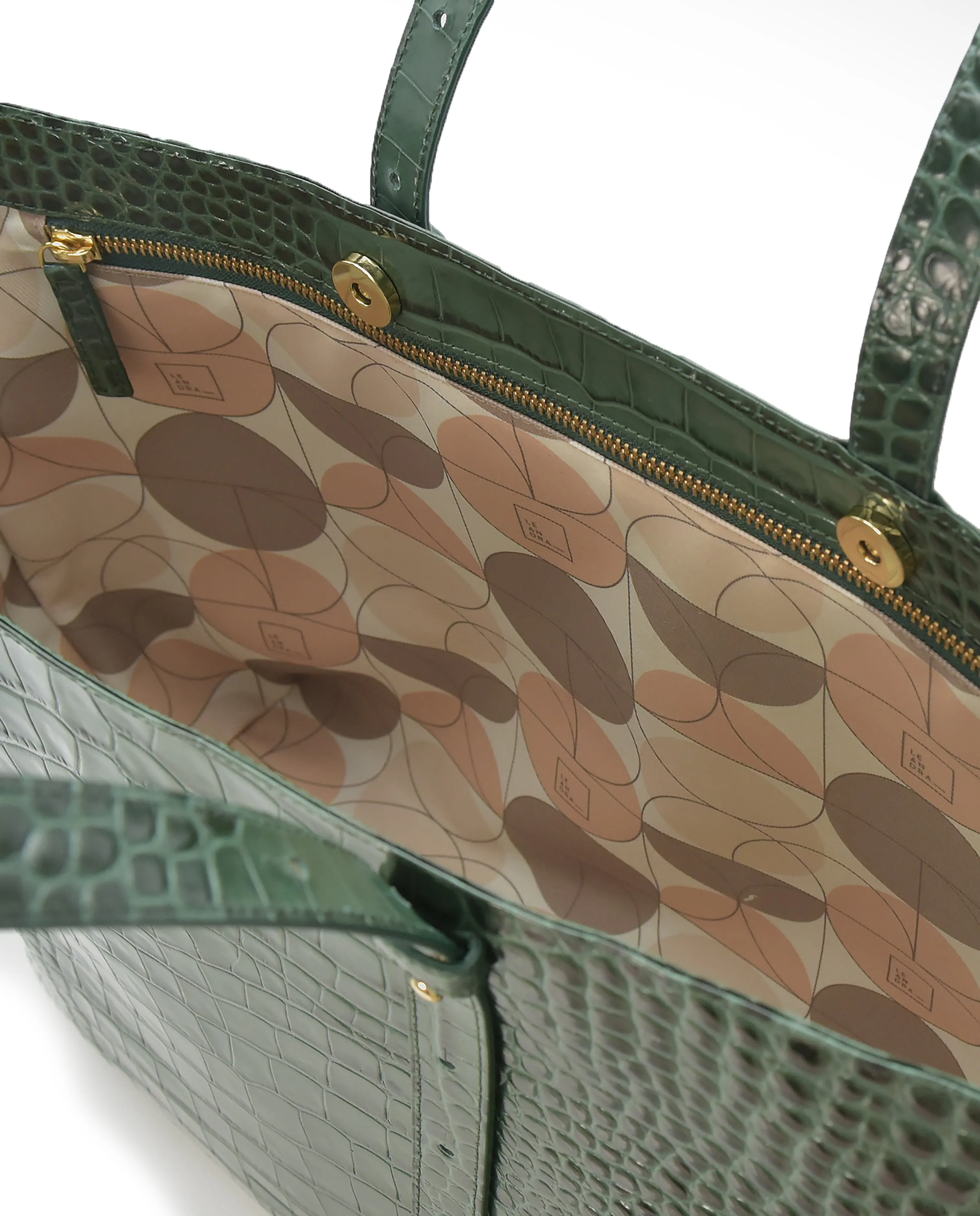 Croco Engraved Leather Shopping Bag Green sold by Ivalo.com product image thumbnail 4