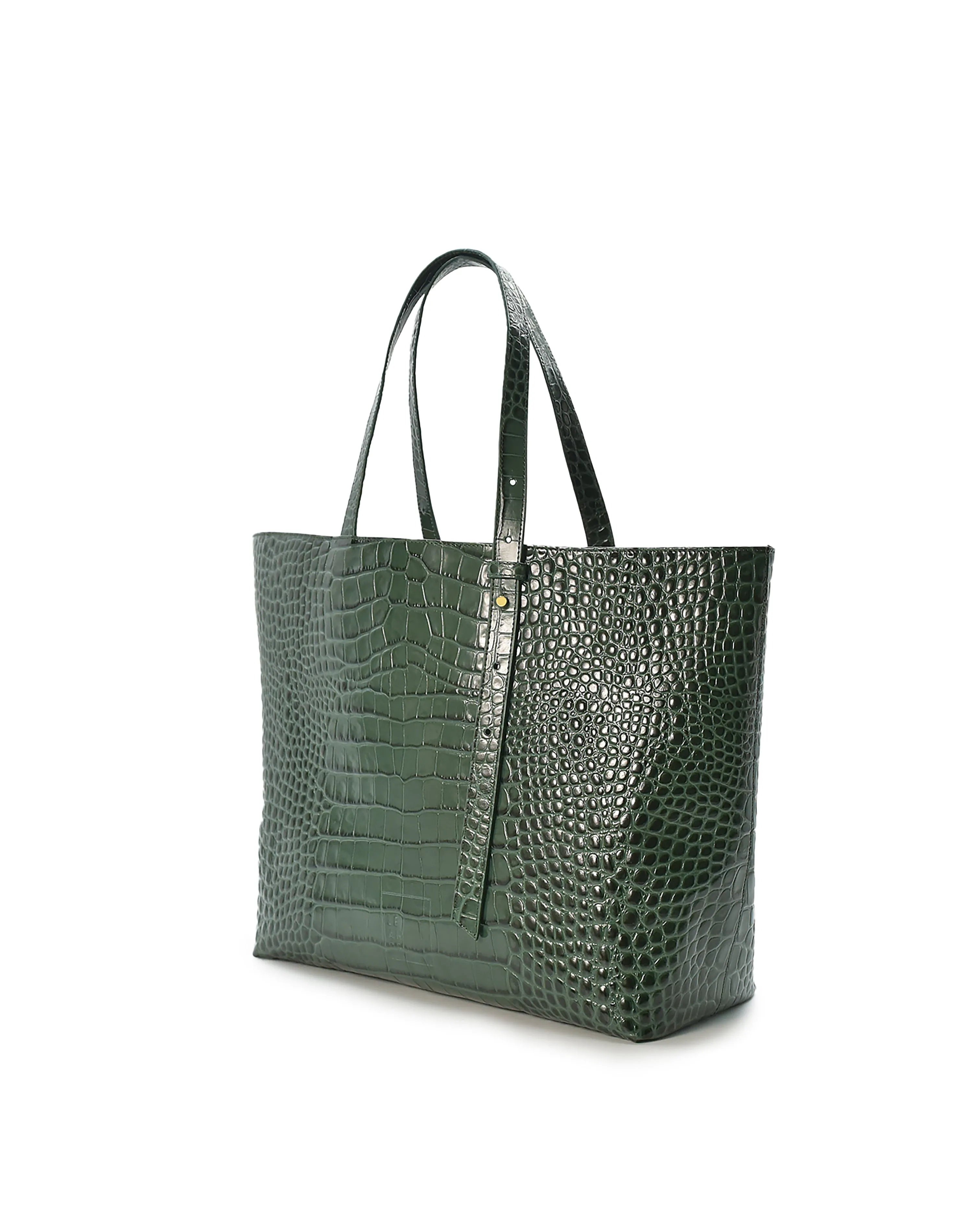 Croco Engraved Leather Shopping Bag Green sold by Ivalo.com