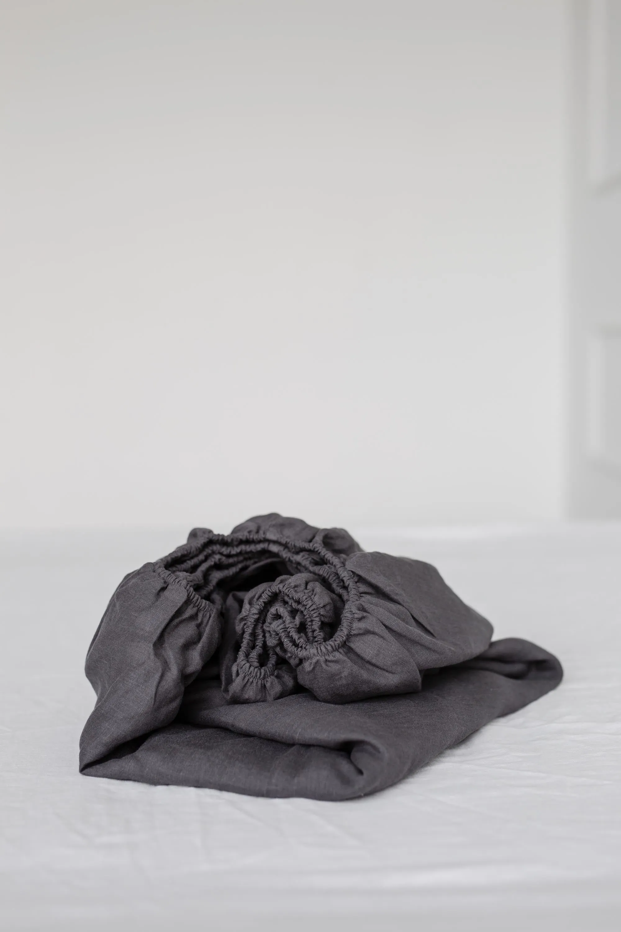Linen Fitted Sheet Charcoal sold by Ivalo.com