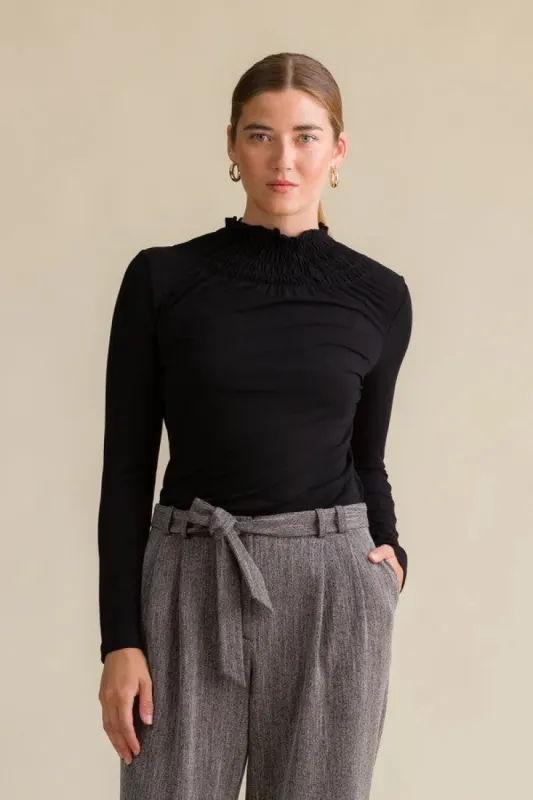 Nikoletta High Collar Blouse Black sold by Ivalo.com