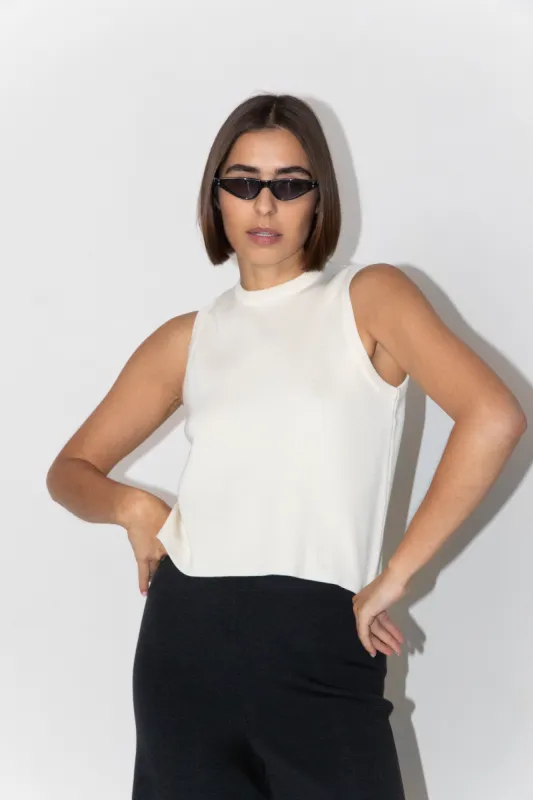 Merino Crop Tank White sold by Ivalo.com