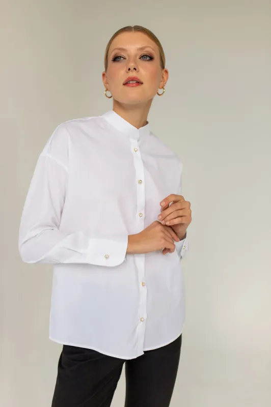 Shirt With A Stand-up Collar White sold by Ivalo.com