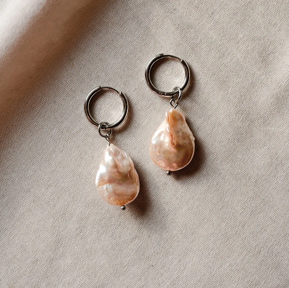 Coin Pearl Silver Earrings sold by Ivalo.com