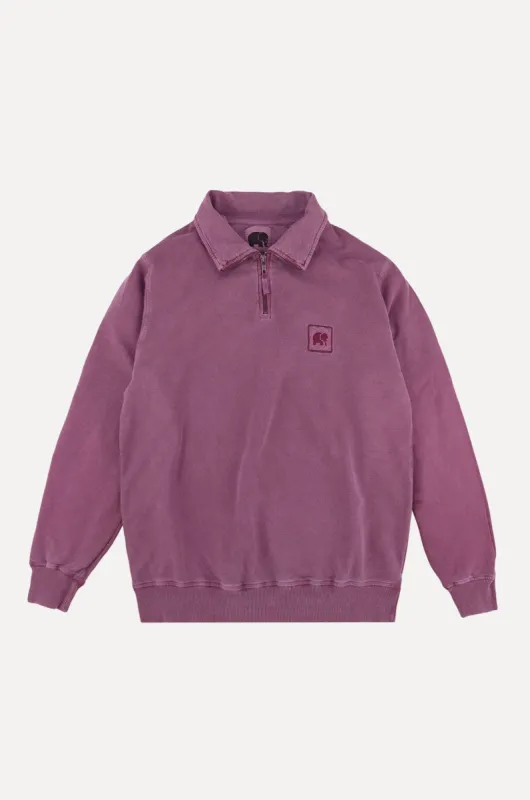 Men's Sauce Pigment Quarter Zip Sweater Garnacha Red sold by Ivalo.com