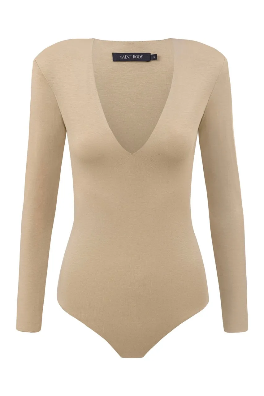 Deep V Neck Bodysuit Nude sold by Ivalo.com product image thumbnail 2