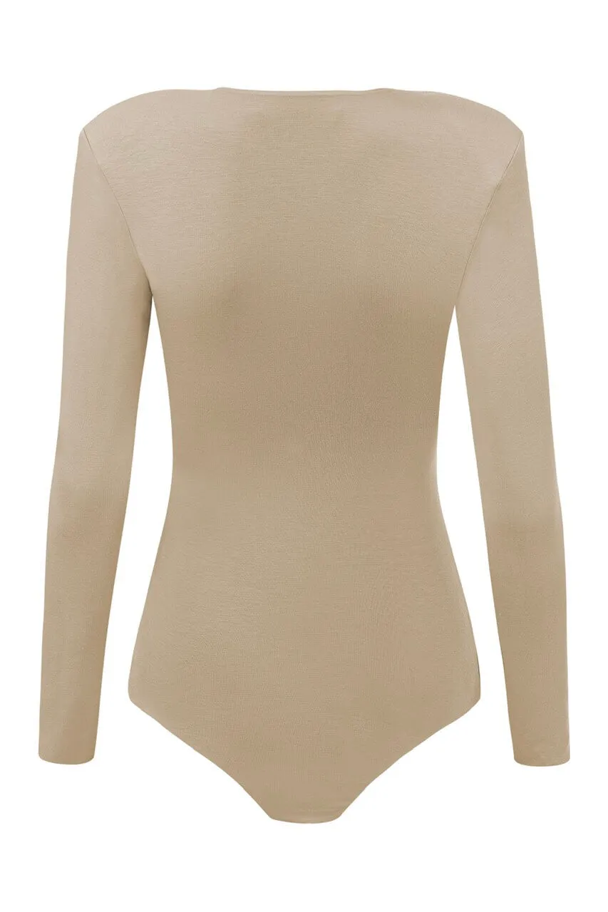 Deep V Neck Bodysuit Nude sold by Ivalo.com product image thumbnail 3