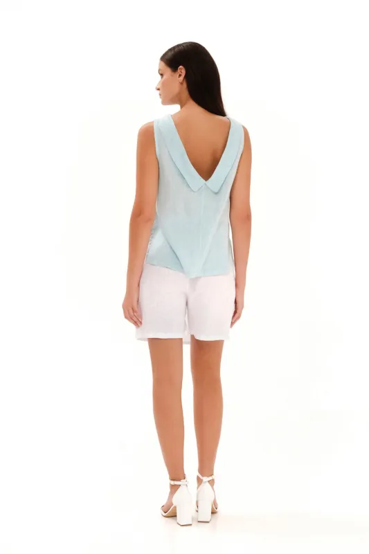 Boat Neckline Sleeveless Linen Top sold by Ivalo.com