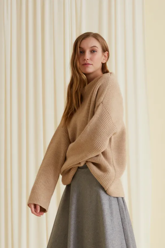 Estefania High Neck Wool Jumper Camel Melange sold by Ivalo.com