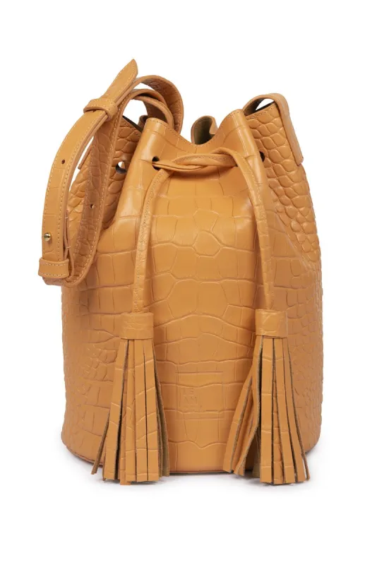 Leandra Mini Bucket Bag Croco Soft Grapefruit sold by Ivalo.com