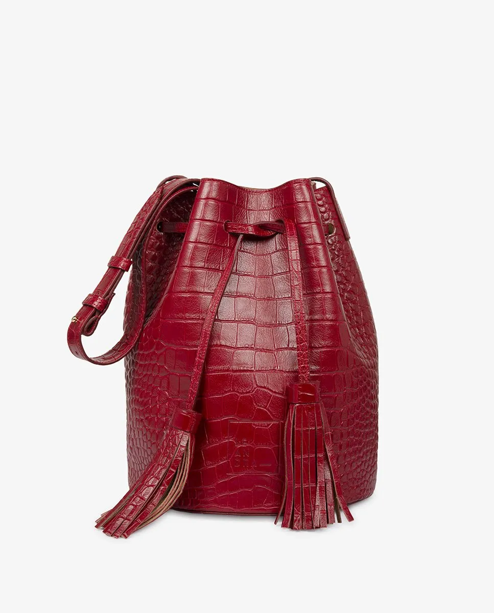 Leandra Bucket Bag Croco Red sold by Ivalo.com