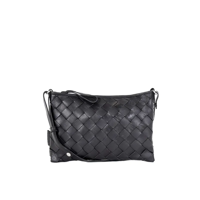 Trine Woven Clutch Large Black sold by Ivalo.com