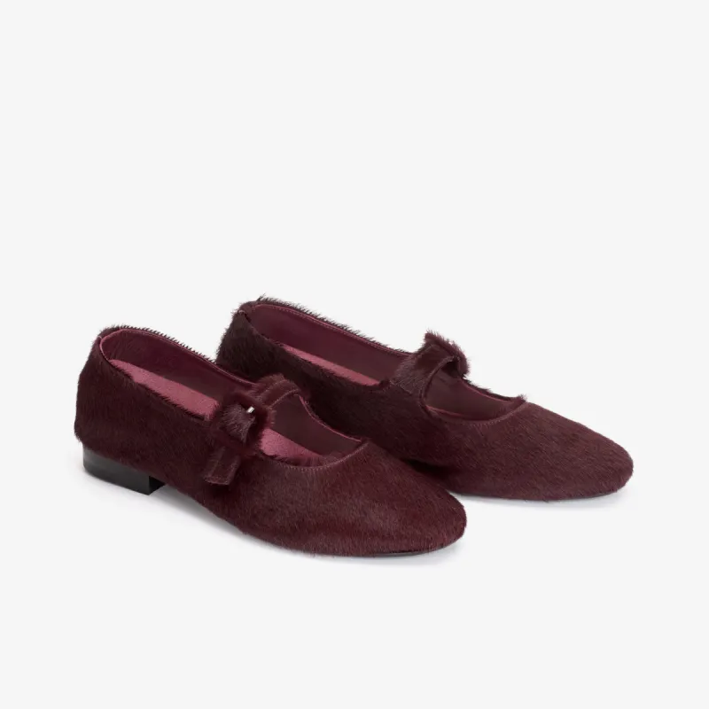 Mary Jane pony hair Ballet Flats burgundy sold by Ivalo.com