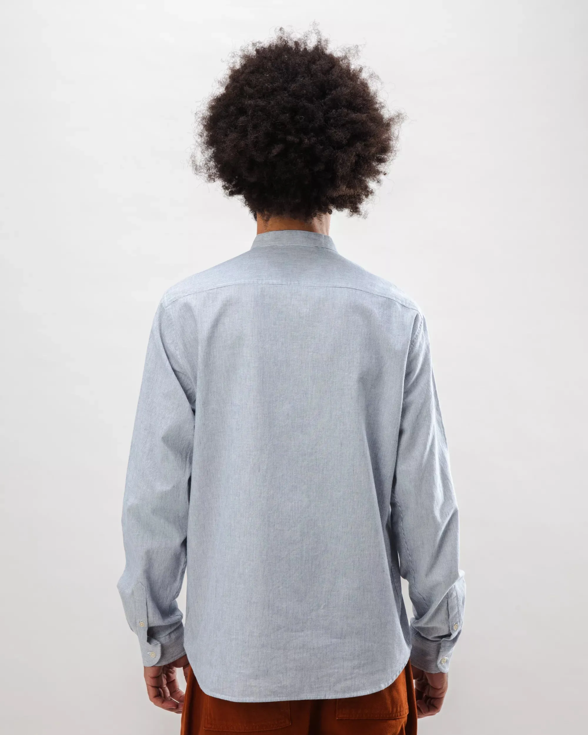 Pinstripe Japanese Mao Cotton Shirt Navy sold by Ivalo.com product image thumbnail 4