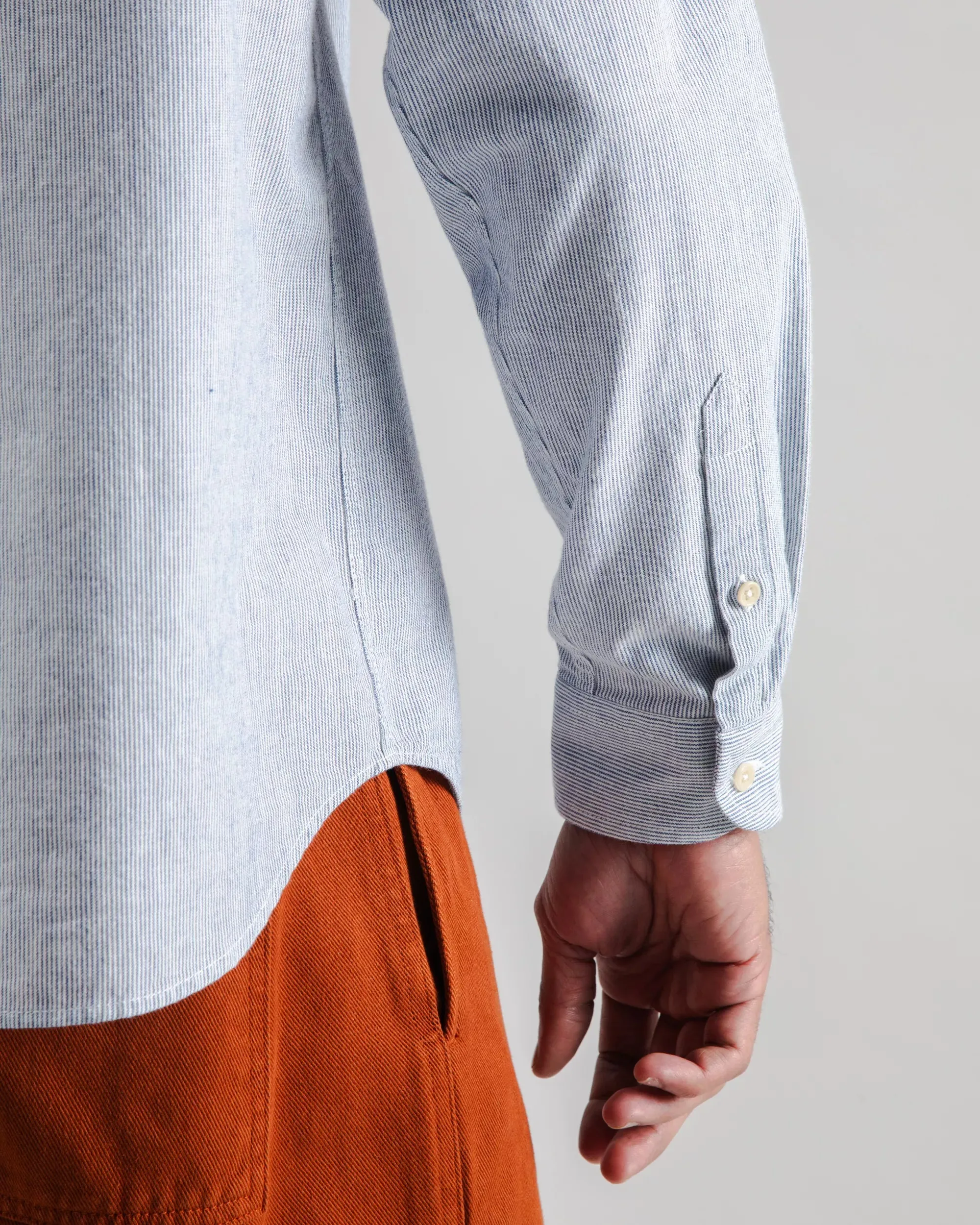 Pinstripe Japanese Mao Cotton Shirt Navy sold by Ivalo.com product image thumbnail 5