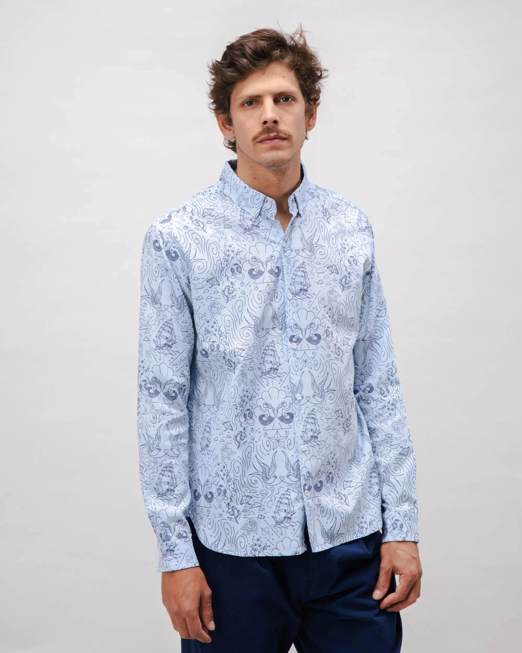 Seven Seas Oxford Cotton Shirt Blue sold by Ivalo.com