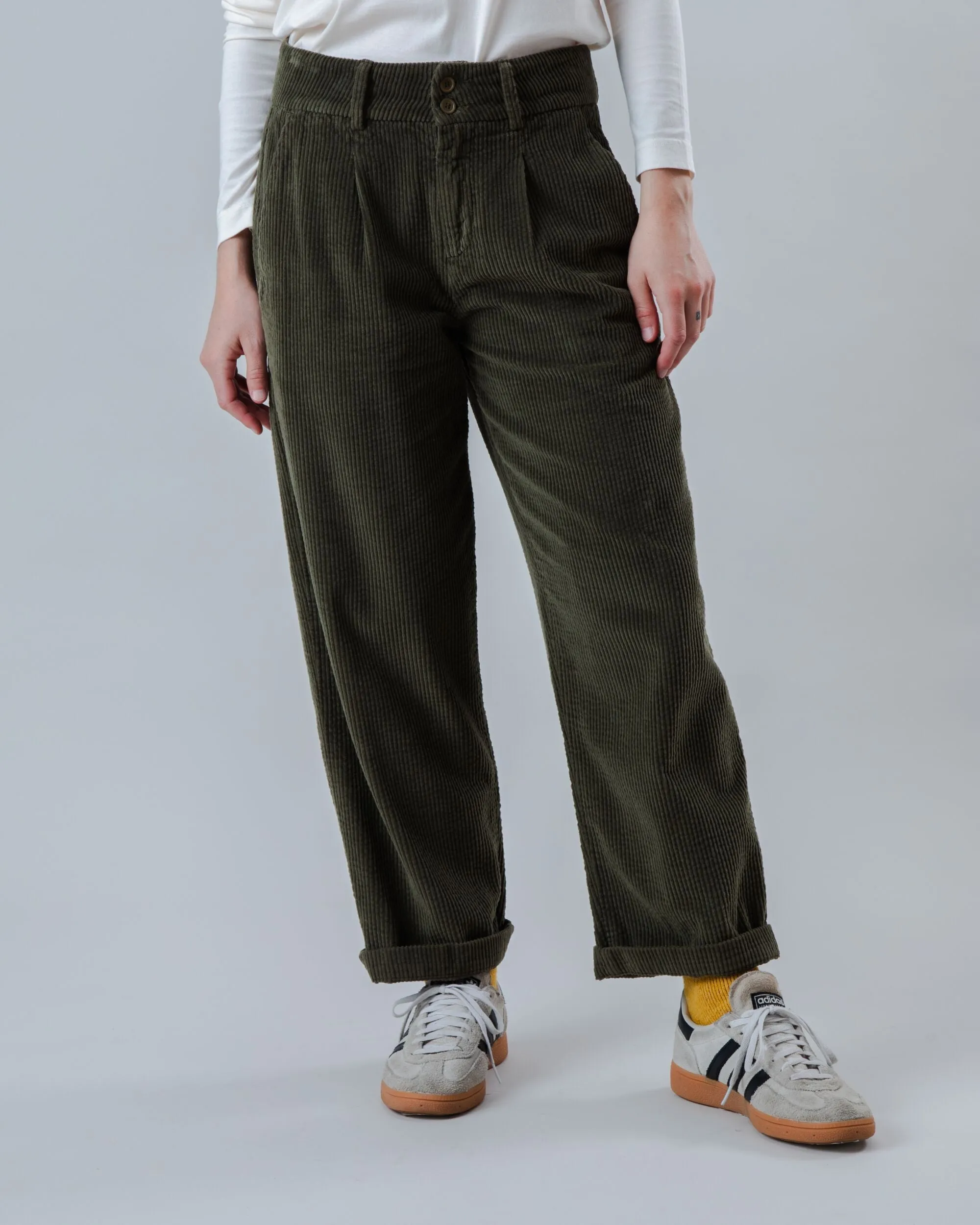 Corduroy Pleated Pants Stone Green sold by Ivalo.com