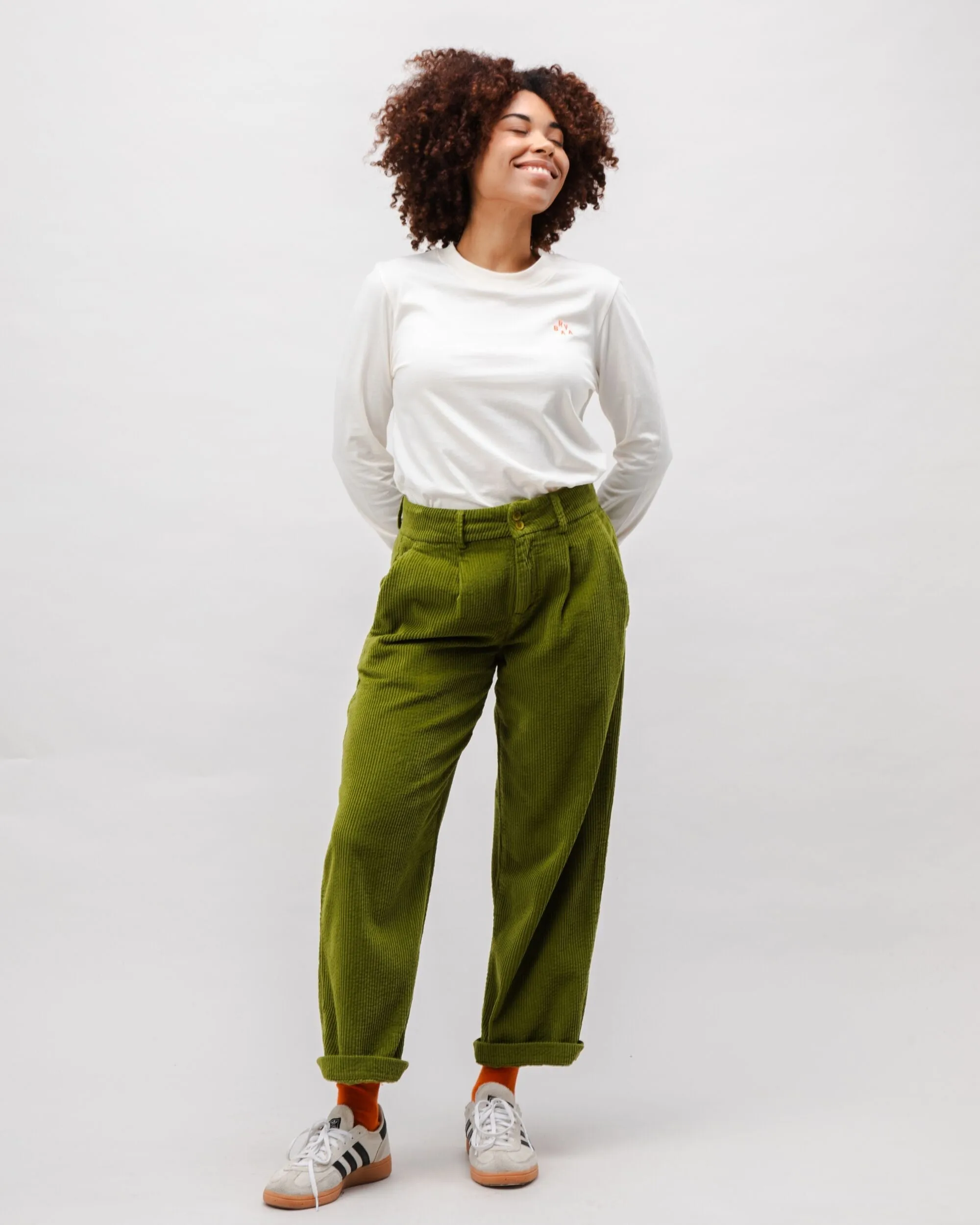 Corduroy Pleated Pants Green sold by Ivalo.com