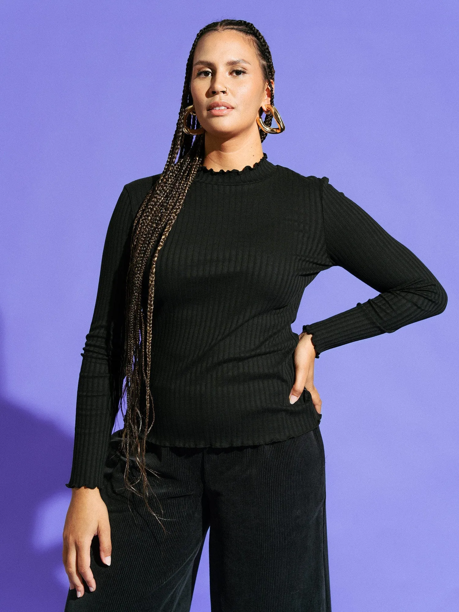 Rosalie Top Black Rib sold by Ivalo.com