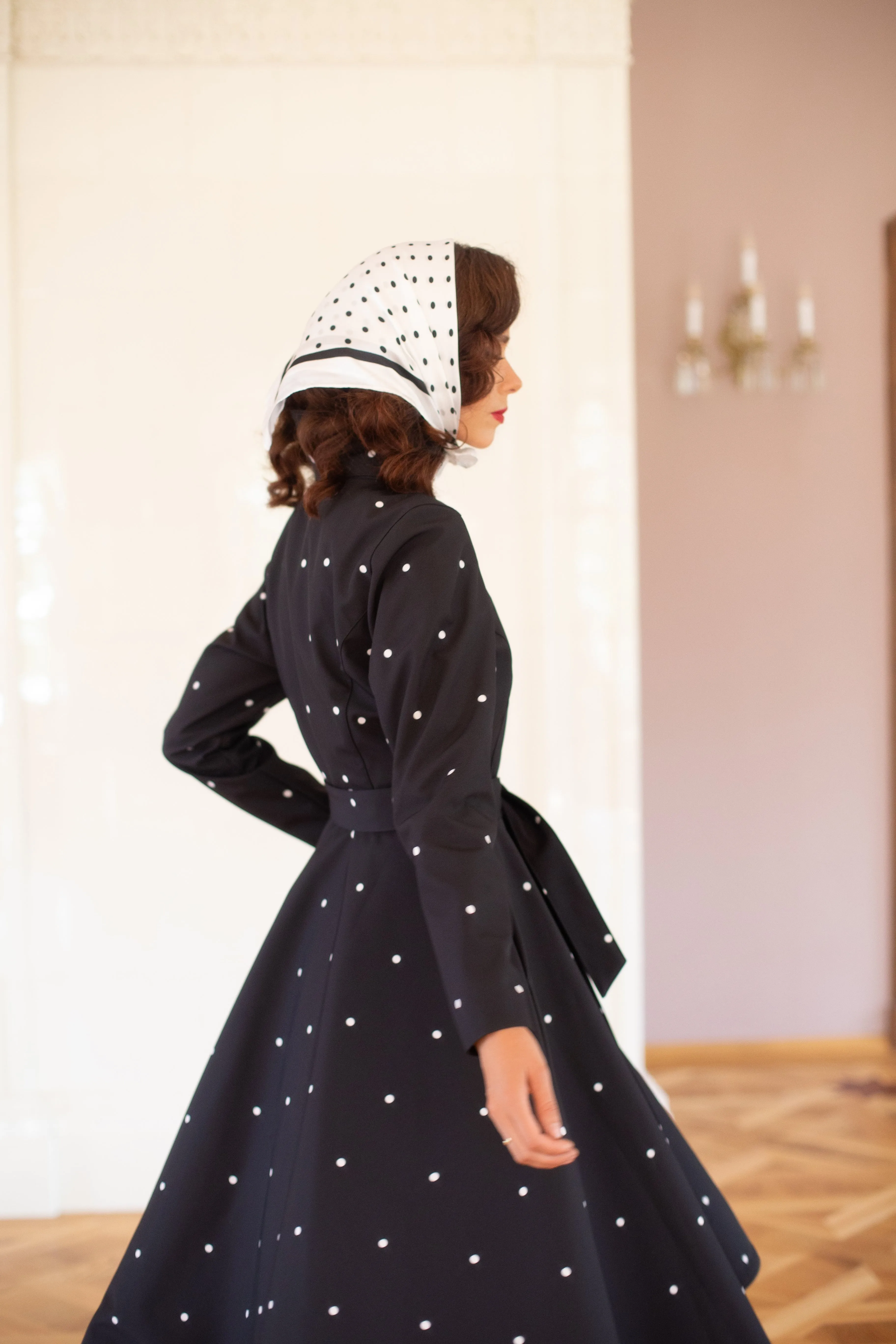 Fit and Flare Raincoat with A-Line Hem Polka Dots Black sold by Ivalo.com product image thumbnail 3