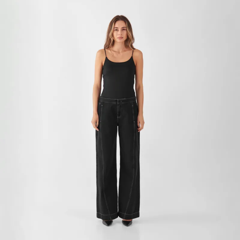 Sunny Wide Leg Contrast Jeans Black Denim sold by Ivalo.com