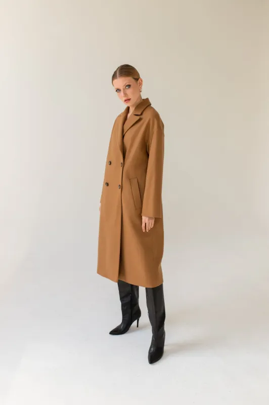 Double-Breasted Coat Caramel sold by Ivalo.com