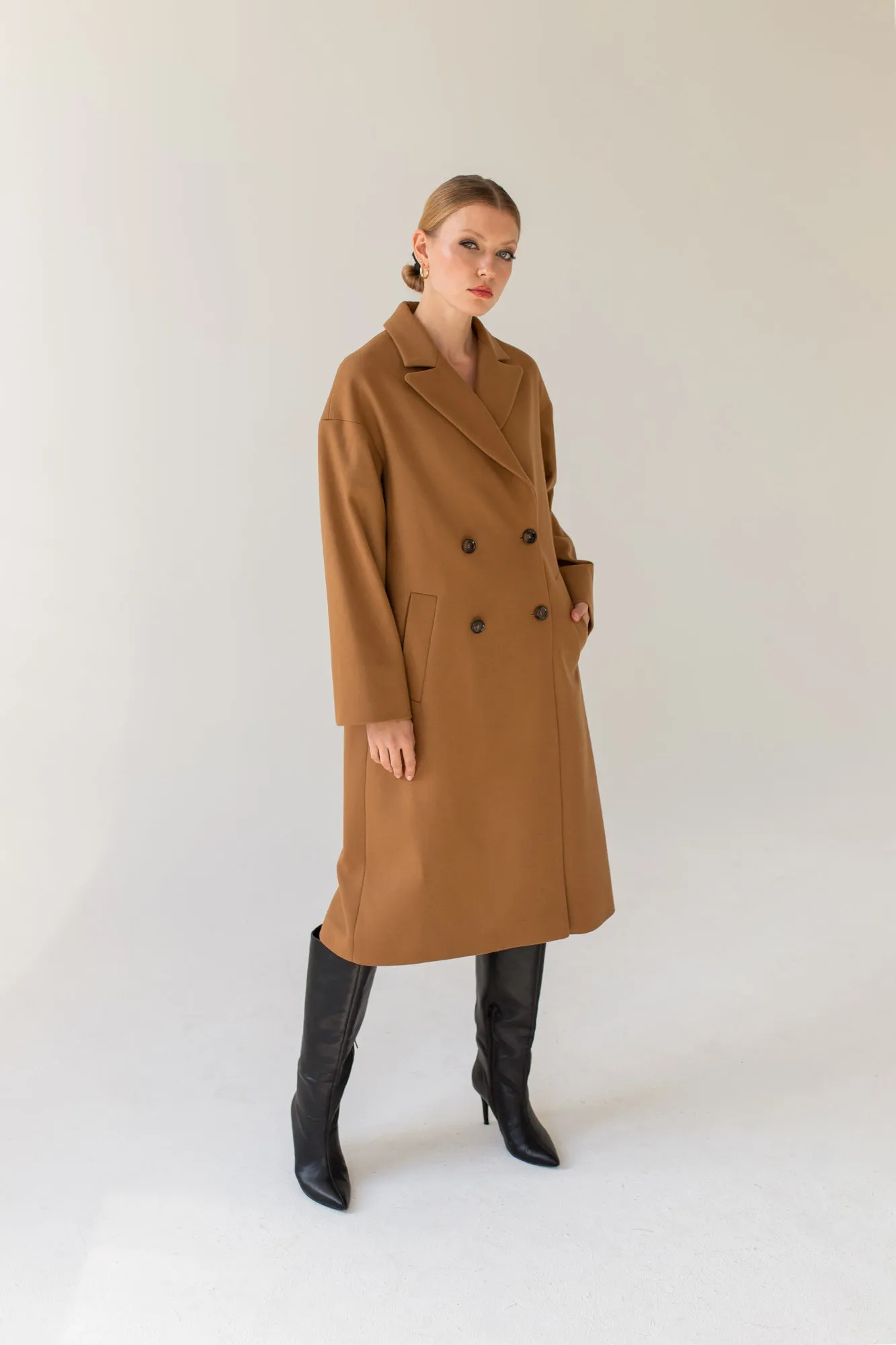 Double-Breasted Coat Caramel sold by Ivalo.com product image thumbnail 3