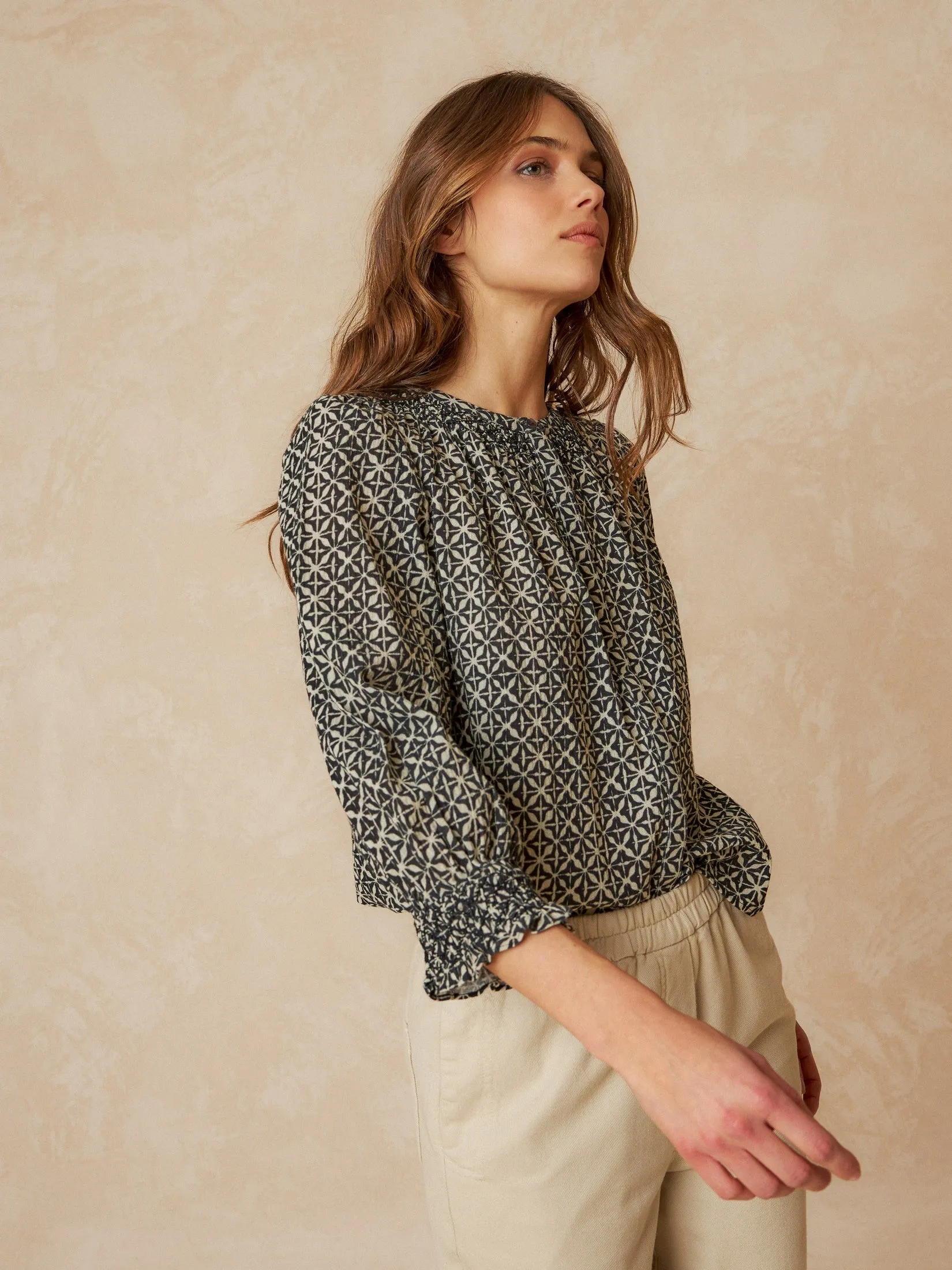 Printed Cotton Shirt Black sold by Ivalo.com