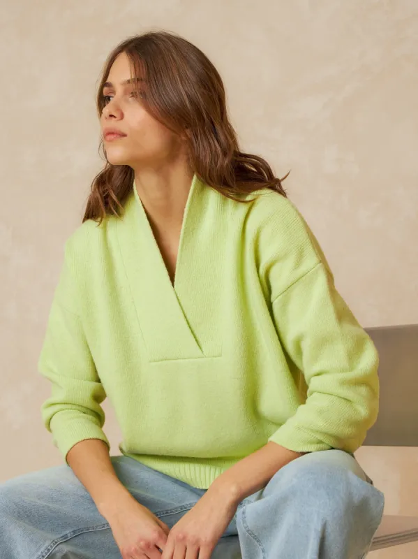 Knitted Jumper Shawl Collar Yellow sold by Ivalo.com
