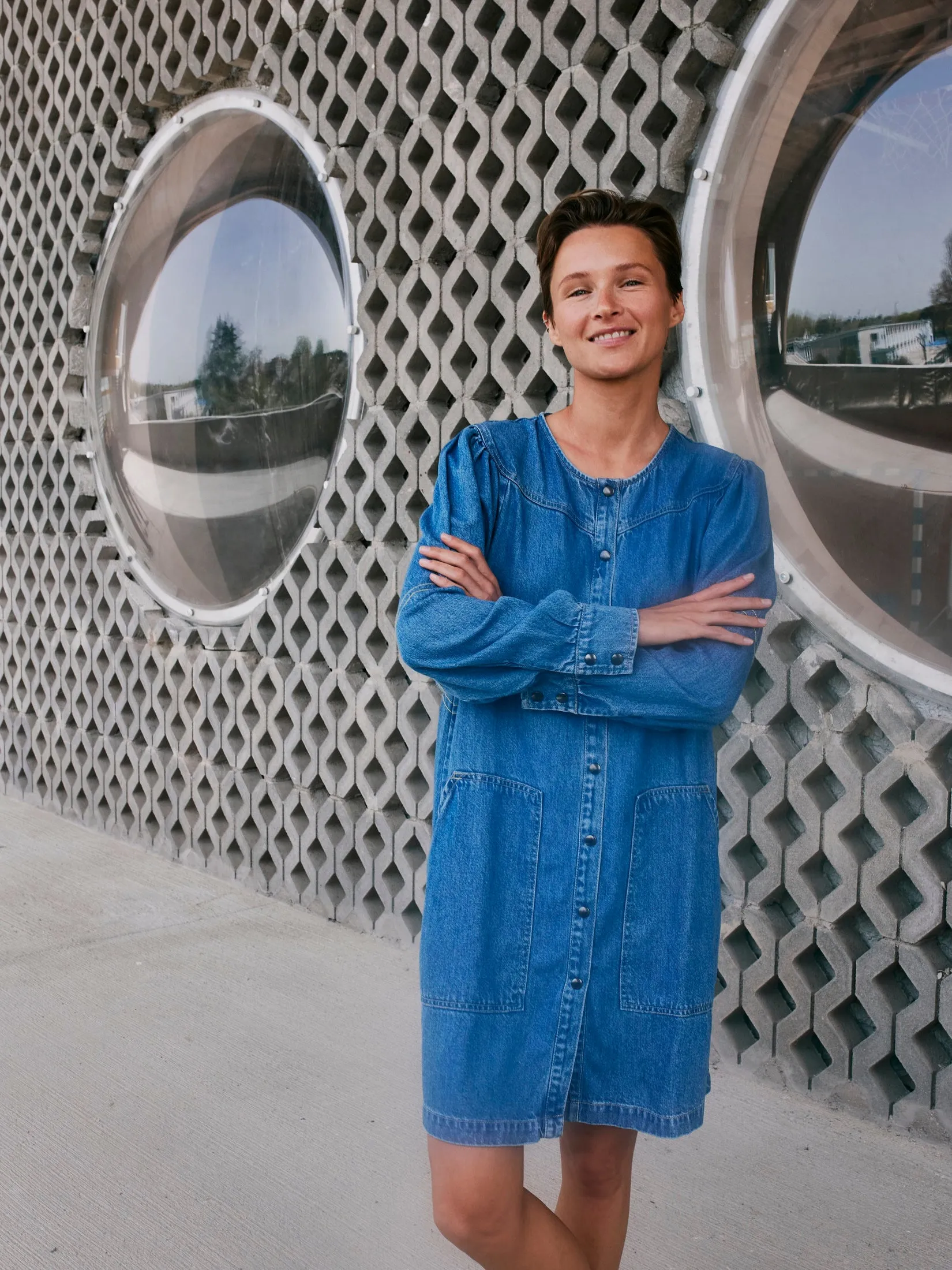 Washed Effect Denim Dress Blue sold by Ivalo.com