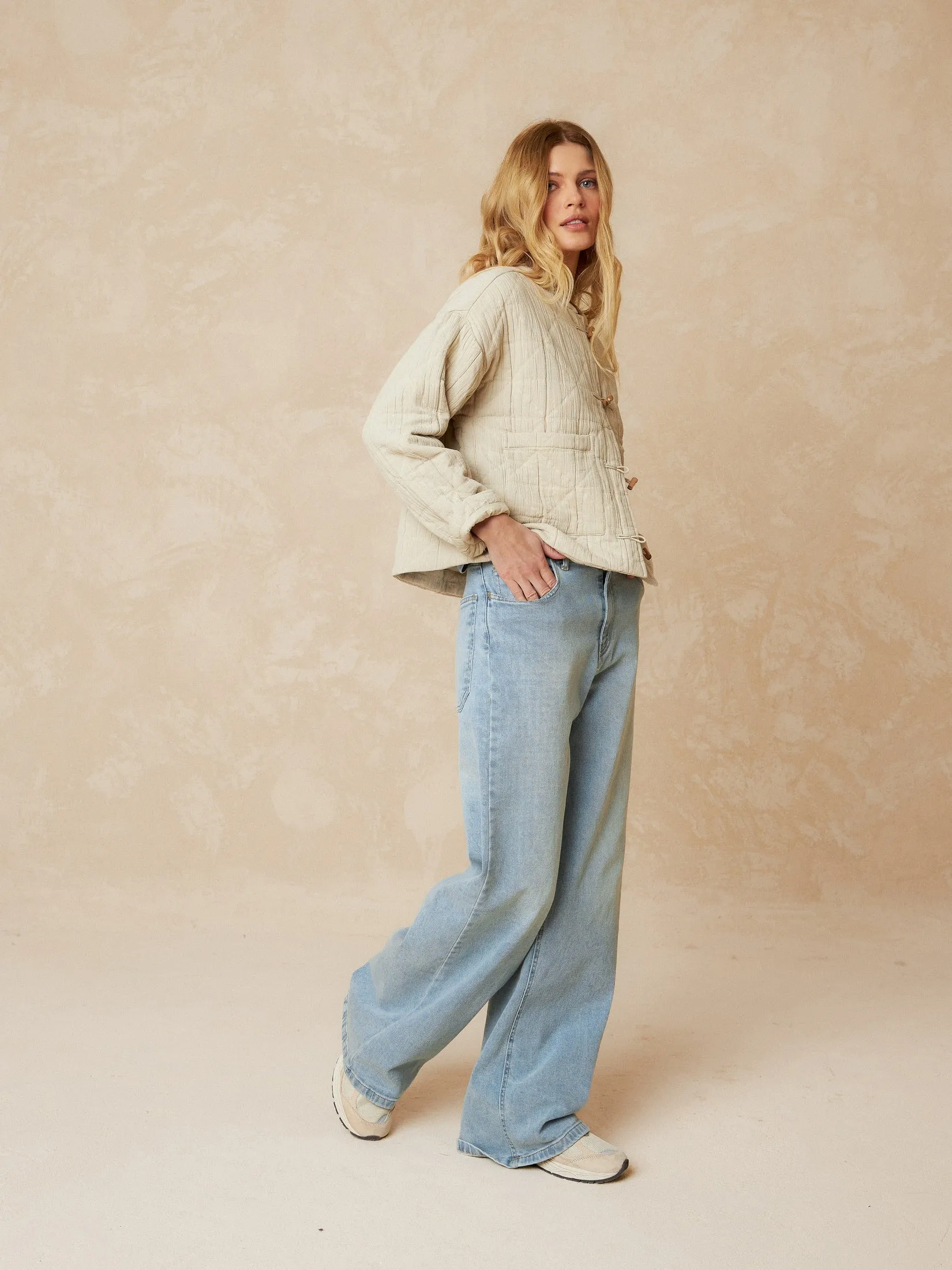 Cotton Jacquard Jacket Beige sold by Ivalo.com