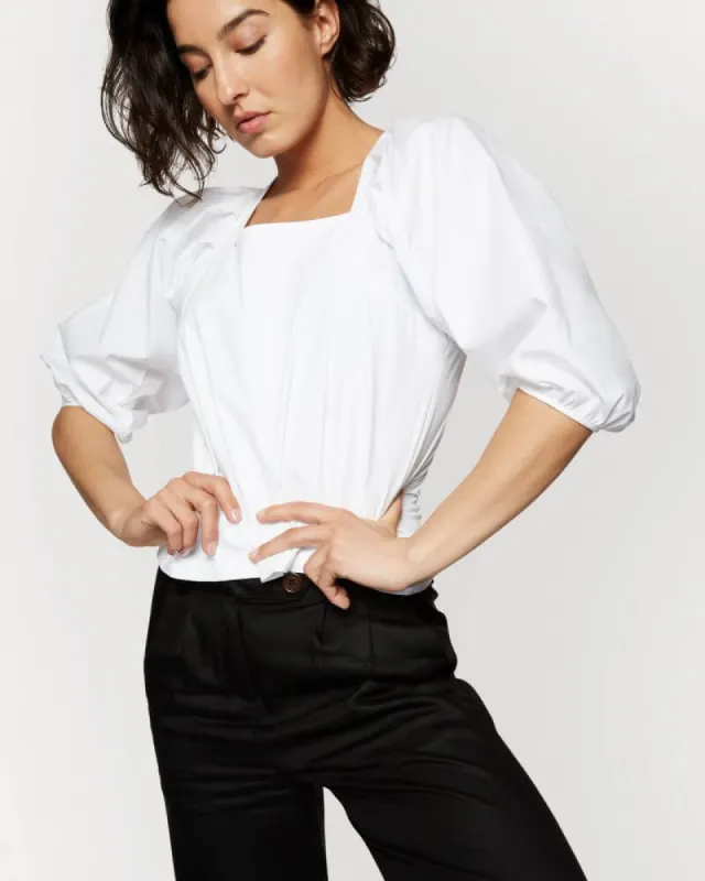 Cotton Puff Sleeve Top White sold by Ivalo.com