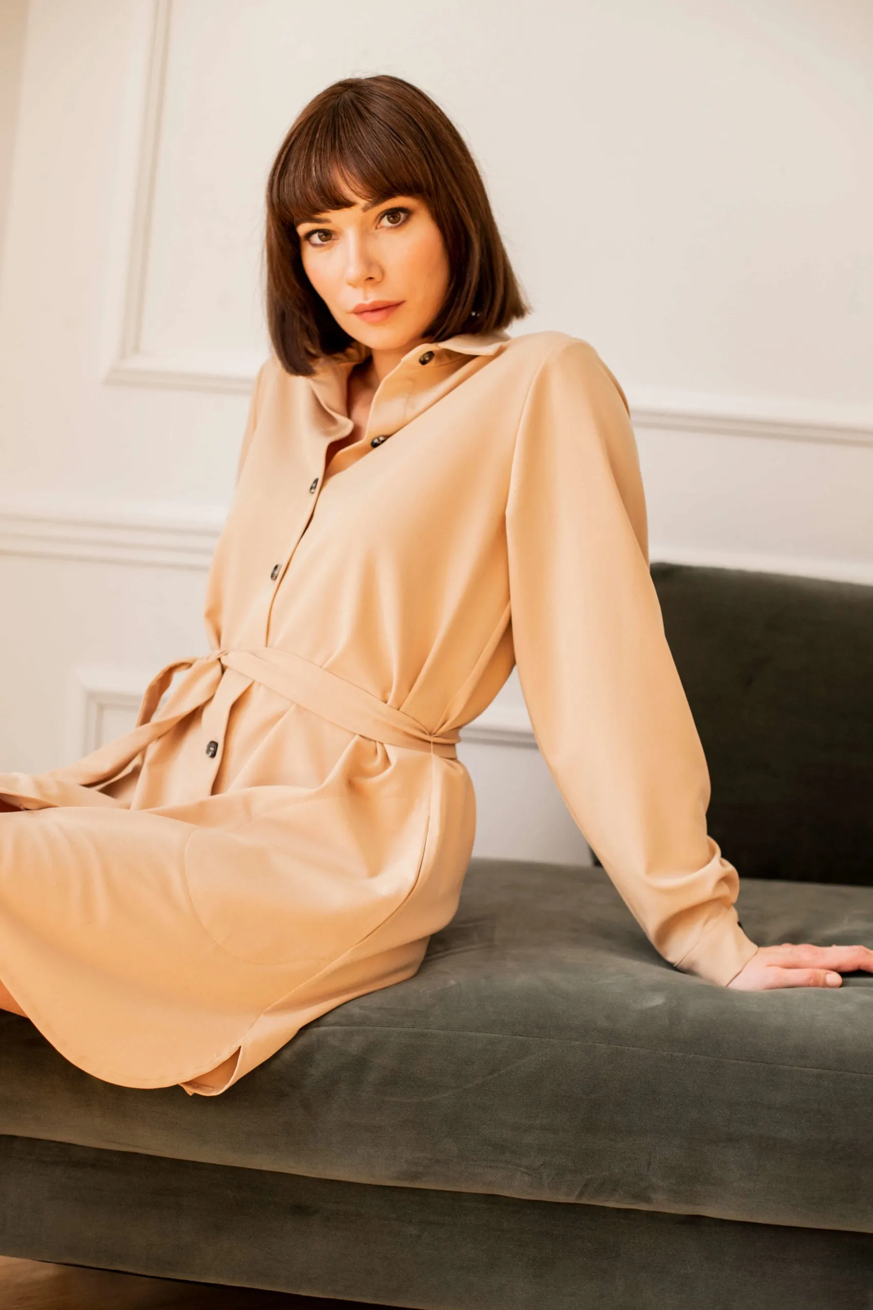 Amelie Beige Shirt Dress sold by Ivalo.com