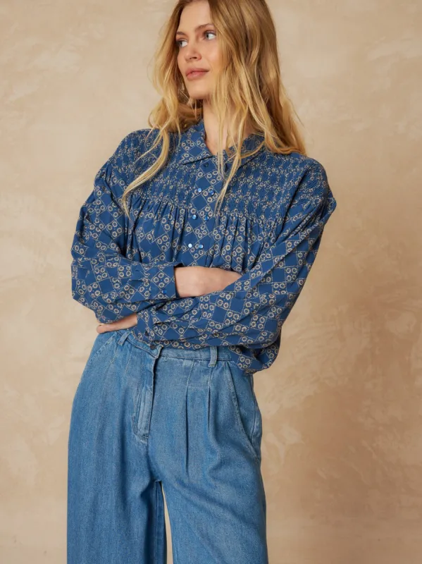 Blouse Smoke Detail Blue sold by Ivalo.com