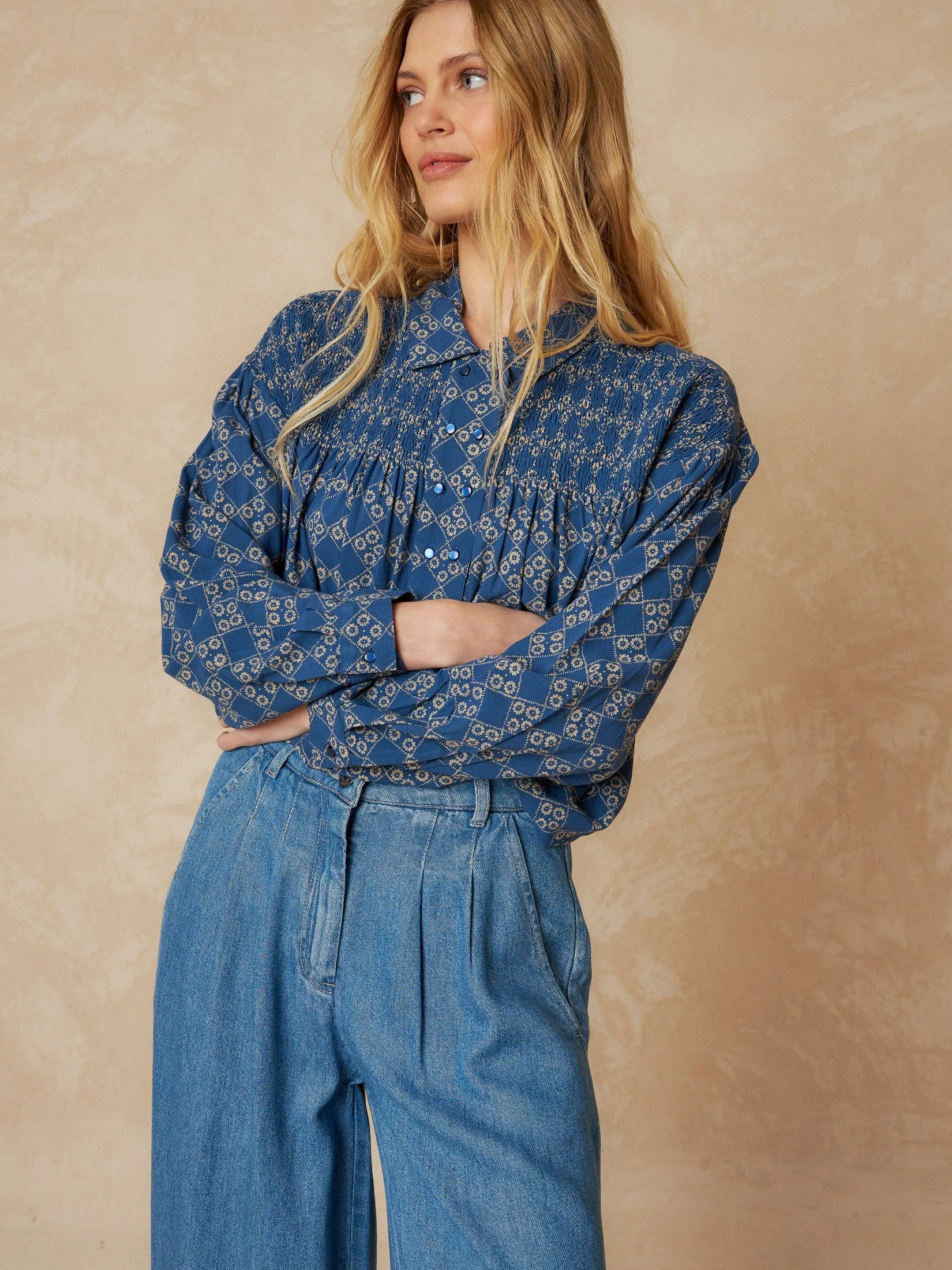 Blouse Smoke Detail Blue sold by Ivalo.com