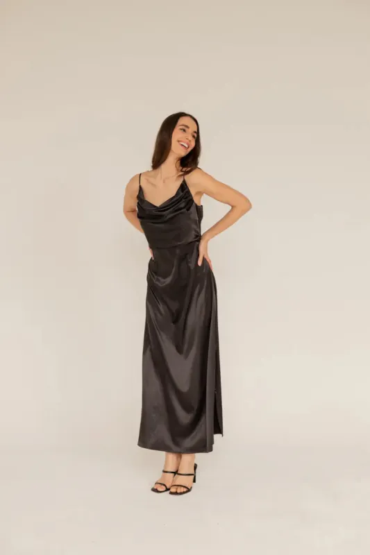Marlena Satin Dress Black sold by Ivalo.com