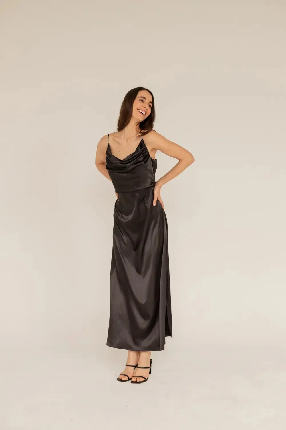 Marlena Satin Dress Black sold by Ivalo.com