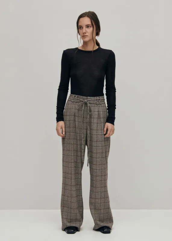 Kathy Checks Brown Pants made by Ivalo.com