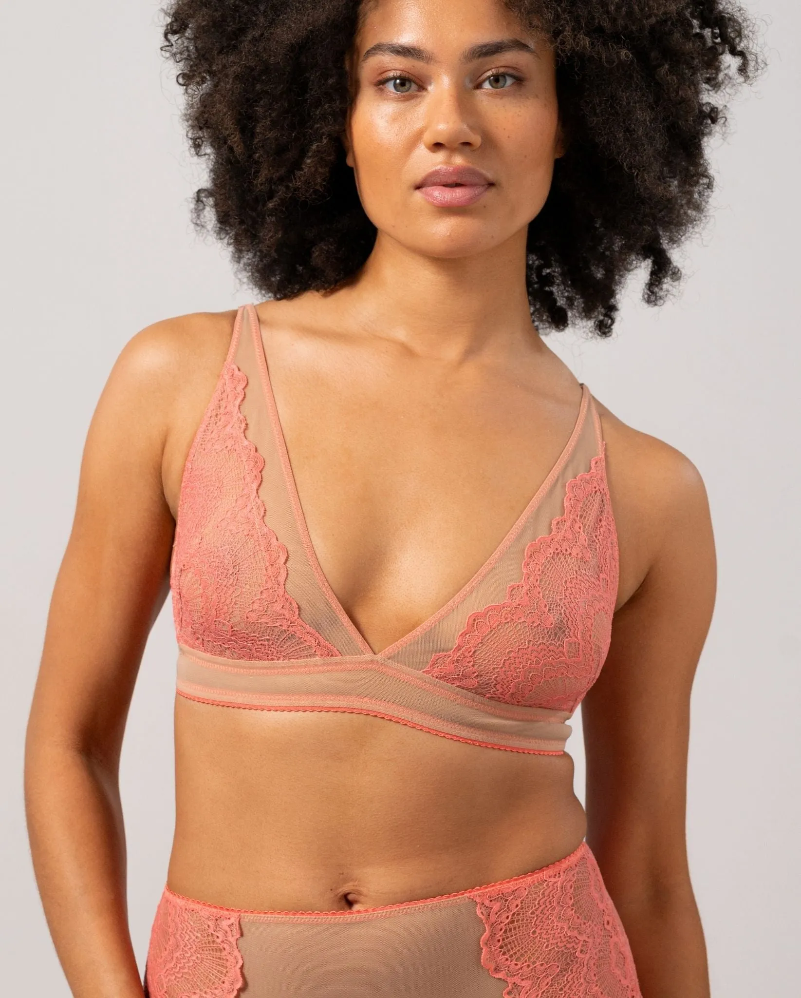 Lace Plunge Bralette Coral/Sand sold by Ivalo.com product image thumbnail 2