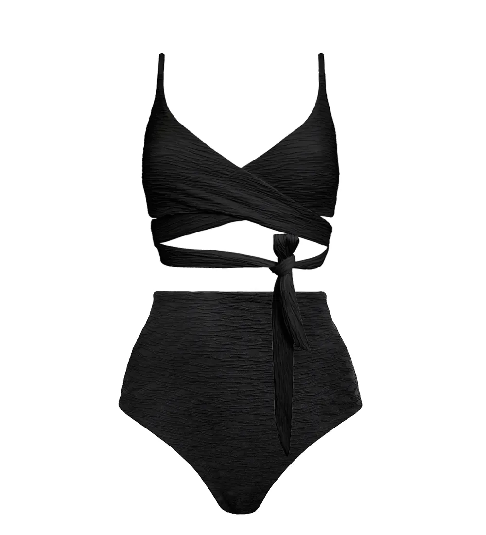 Jacquard Lin + Core High Bikini Set Black sold by Ivalo.com