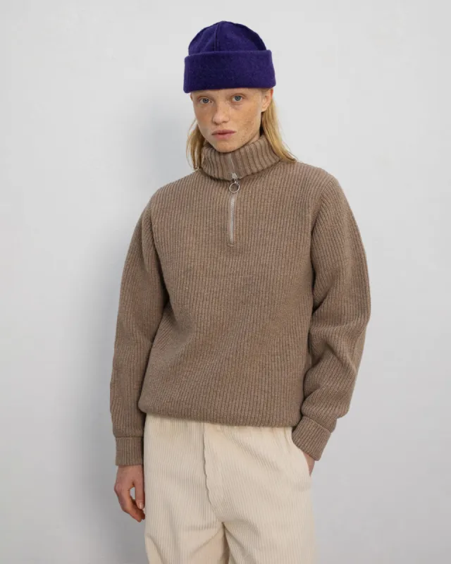 Heavy Knit Unisex Troyer Beige sold by Ivalo.com
