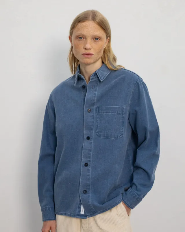 Casual Unisex Recycled Denim Shirt Blue sold by Ivalo.com