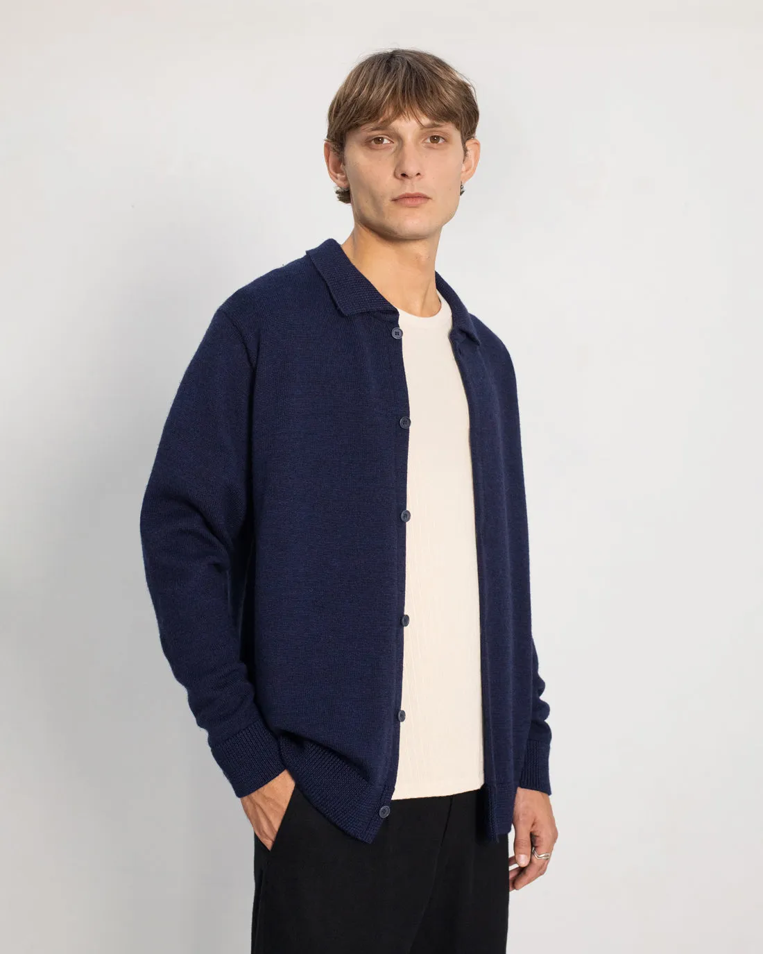 Knit Merino Wool Shirt Blue sold by Ivalo.com