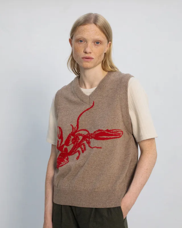 Lobster Wool-Blend Knit Unisex Vest Brown sold by Ivalo.com
