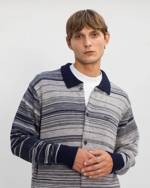 Knit Merino Wool Shirt Blue Stripe sold by Ivalo.com