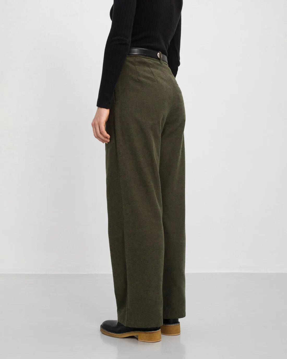 High Waist Flannel Pantalone Moss Green sold by Ivalo.com product image thumbnail 4