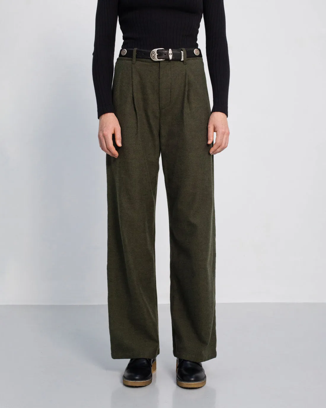 High Waist Flannel Pantalone Moss Green sold by Ivalo.com product image thumbnail 2