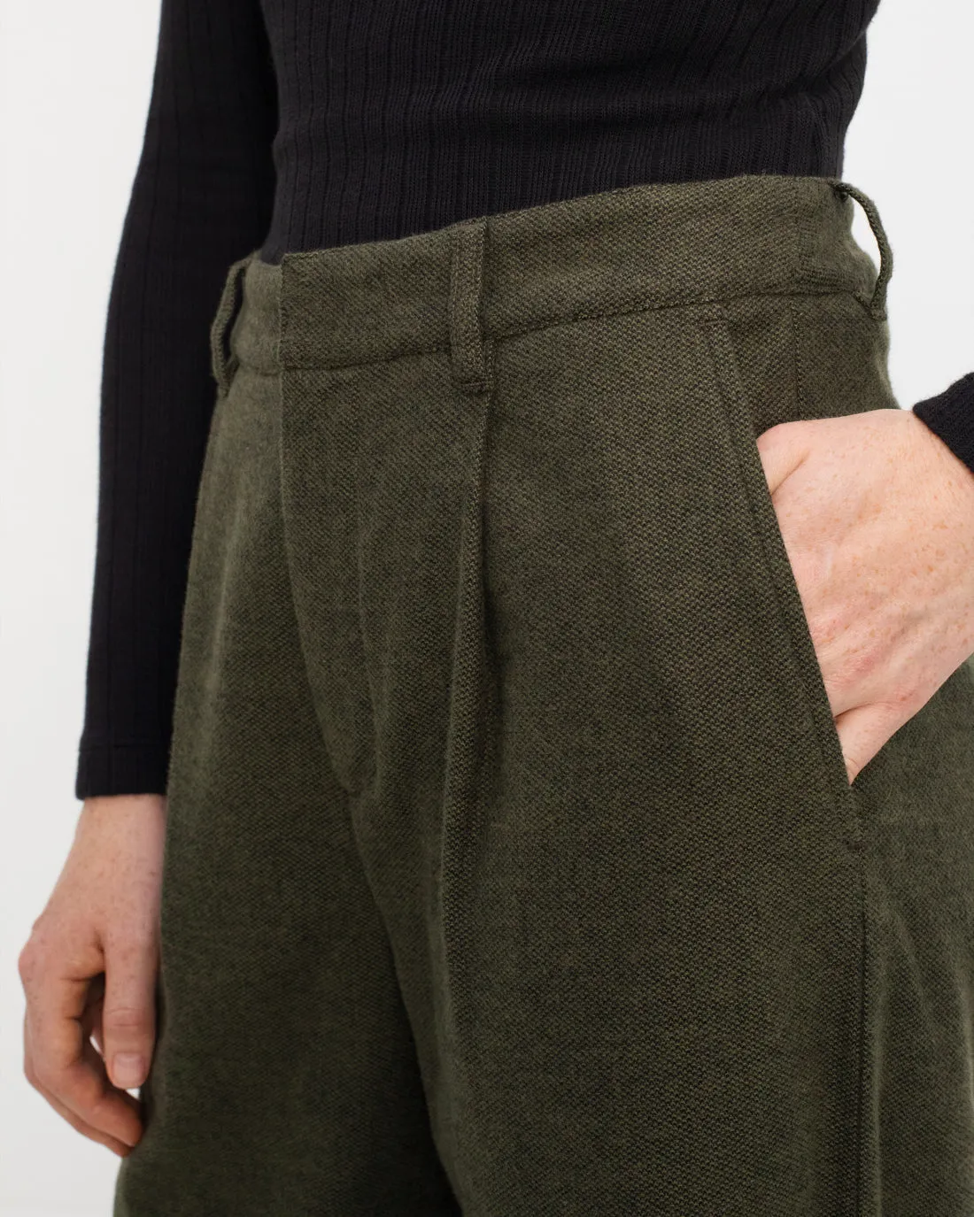 High Waist Flannel Pantalone Moss Green sold by Ivalo.com product image thumbnail 5